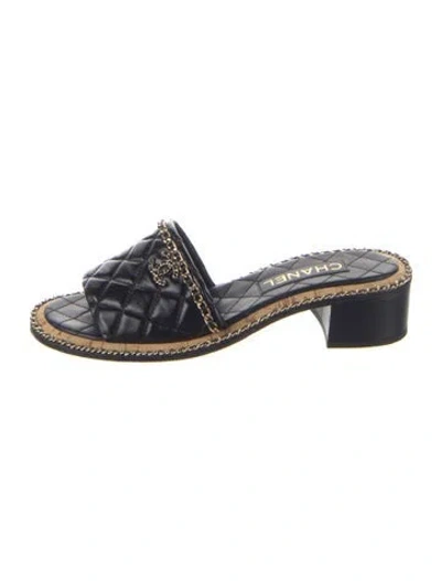 Pre-owned Chanel 2024 Interlocking Cc Logo Slides In Blue
