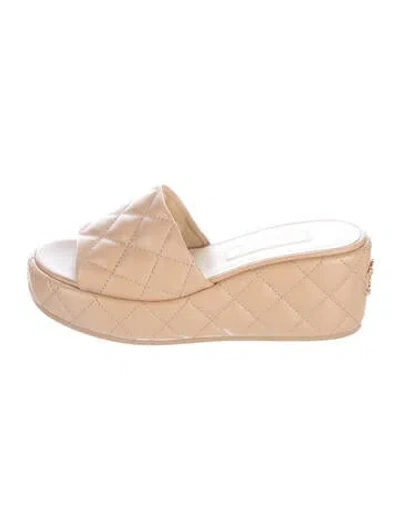Pre-owned Chanel 2024 Interlocking Cc Logo Slides In Neutrals