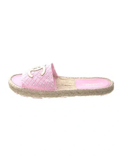 Pre-owned Chanel 2024 Interlocking Cc Logo Slides In Pink