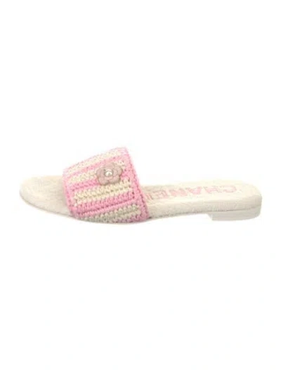 Pre-owned Chanel 2024 Interlocking Cc Logo Slides In Pink