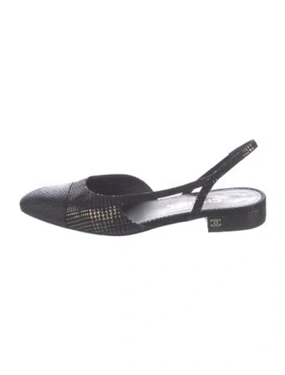 Pre-owned Chanel 2024 Interlocking Cc Logo Slingback Flats In Black
