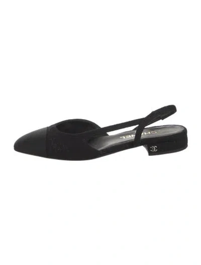 Pre-owned Chanel 2024 Interlocking Cc Logo Slingback Flats In Black