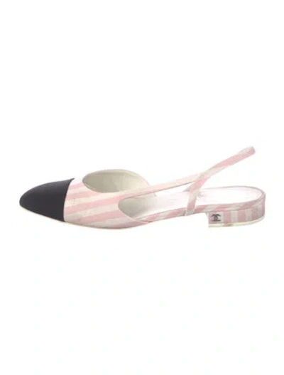 Pre-owned Chanel 2024 Interlocking Cc Logo Slingback Flats In Pink