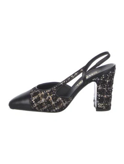 Pre-owned Chanel 2024 Interlocking Cc Logo Slingback Pumps In Black