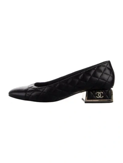 Pre-owned Chanel 2024 Interlocking Cc Logo Slingback Pumps In Black