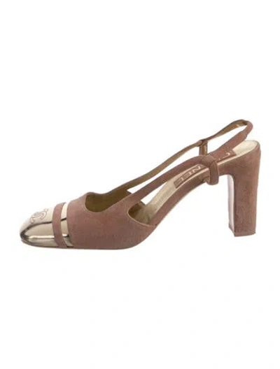 Pre-owned Chanel 2024 Interlocking Cc Logo Slingback Pumps In Pink