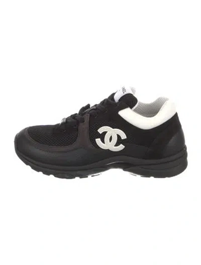 Pre-owned Chanel 2024 Interlocking Cc Logo Sneakers In Black