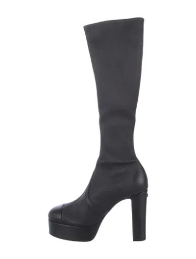 Pre-owned Chanel 2024 Interlocking Cc Logo Sock Boots In Black