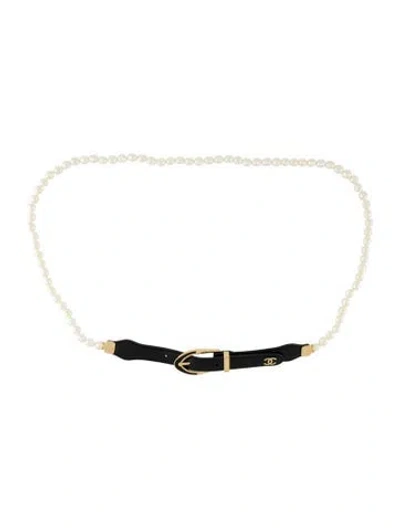 Pre-owned Chanel 2024 Interlocking Cc Logo Waist Belt In Black/neutrals