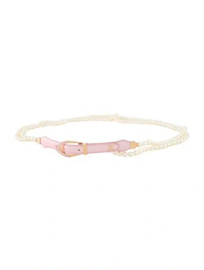 Pre-owned Chanel 2024 Interlocking Cc Logo Waist Belt In Pink