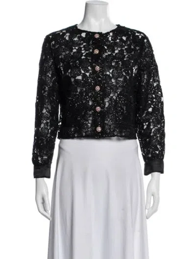 Pre-owned Chanel 2024 Lace Pattern Jacket W/ Tags In Black