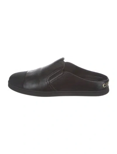 Pre-owned Chanel 2024 Leather Mules In Black