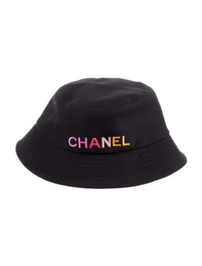 Pre-owned Chanel 2024 Logo Bucket Hat In Black