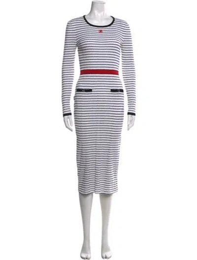 Pre-owned Chanel 2024 Midi Length Dress In Black/white
