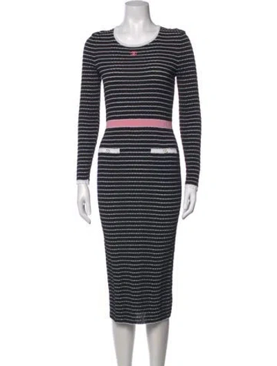 Pre-owned Chanel 2024 Midi Length Dress In Black/white