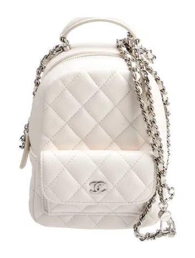 Pre-owned Chanel 2024 Mini Cc Backpack In White