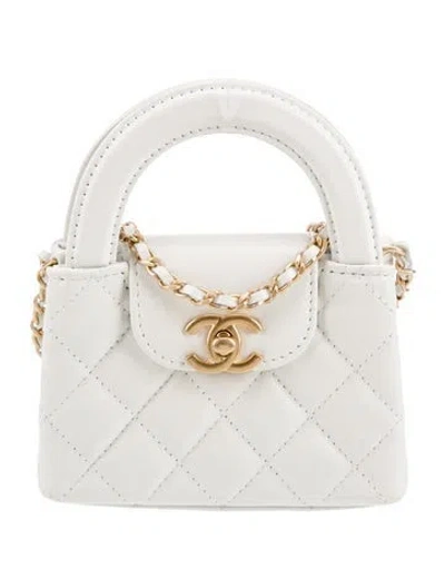 Pre-owned Chanel 2024 Mini Nano Kelly Shopper In White