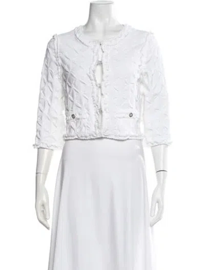 Pre-owned Chanel 2024 Open Front Sweater In White