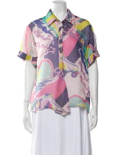 Pre-owned Chanel 2024 Paris-los Angeles Button-up Top W/ Tags In Pink