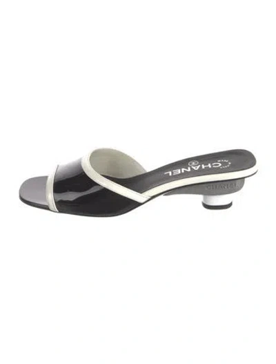 Pre-owned Chanel 2024 Patent Leather Mules In Black