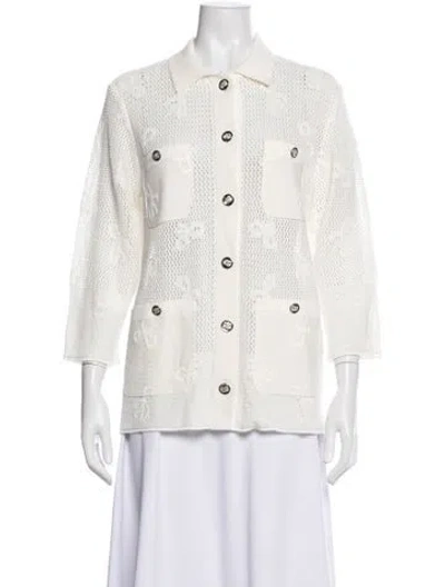 Pre-owned Chanel 2024 Patterned Sweater In White