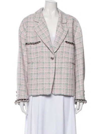 Pre-owned Chanel 2024 Plaid Print Blazer In Pink