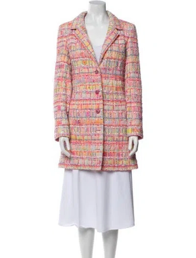Pre-owned Chanel 2024 Plaid Print Blazer W/ Tags In Pink