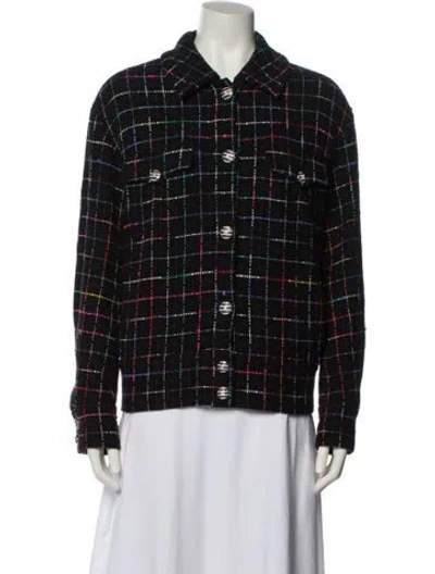 Pre-owned Chanel 2024 Plaid Print Evening Jacket In Black