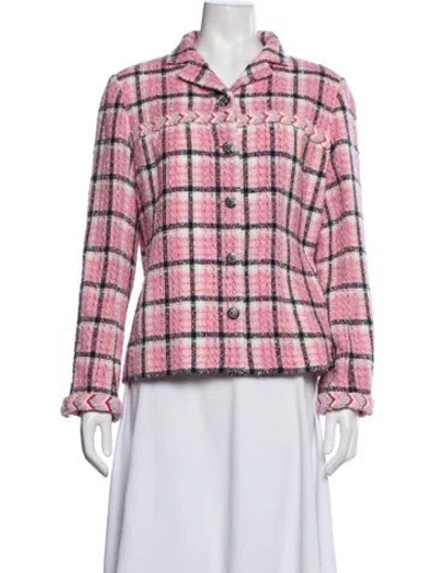 Pre-owned Chanel 2024 Plaid Print Jacket In Pink