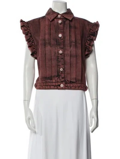 Pre-owned Chanel 2024 Plaid Print Vest W/ Tags In Red