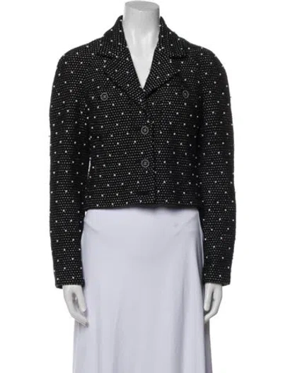 Pre-owned Chanel 2024 Polka Dot Print Evening Jacket W/ Tags In Black