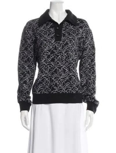 Pre-owned Chanel 2024 Printed Polo In Black