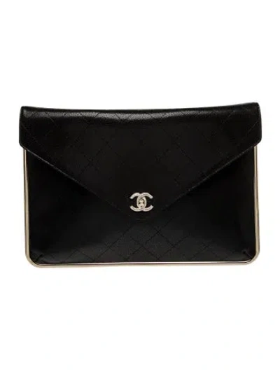 Pre-owned Chanel 2024 Quilted Cc Clutch In Black