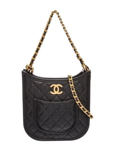 Pre-owned Chanel 2024 Quilted Cc Hobo In Black