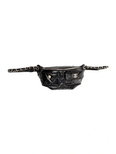Pre-owned Chanel 2024 Quilted Cc Waist Bag In Black