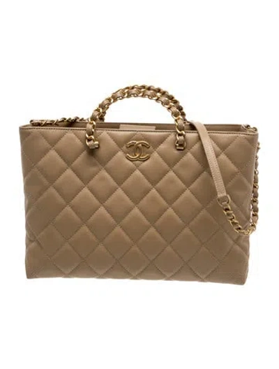 Pre-owned Chanel 2024 Quilted Shopping Tote In Neutral