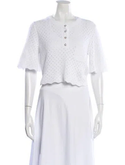 Pre-owned Chanel 2024 Scoop Neck Sweater In White