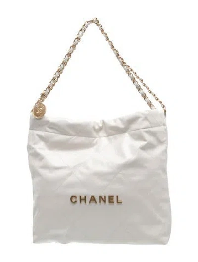 Pre-owned Chanel 2024 Small 22 Hobo In White