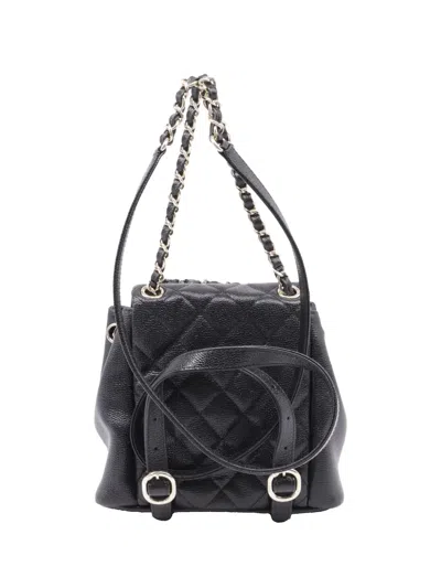 Pre-owned Chanel 2024 Small Duma Cc Turn-lock Backpack In Black