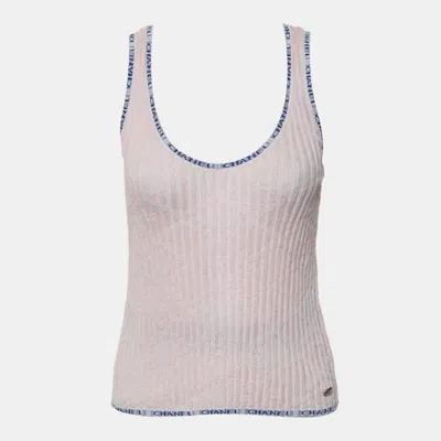 Pre-owned Chanel 2024 S/s Logo Trim Pleated Tank Top In Pink