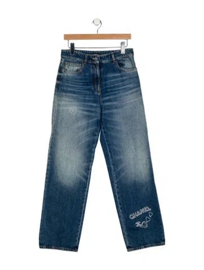 Pre-owned Chanel 2024 Straight Leg Jeans In Blue