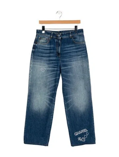Pre-owned Chanel 2024 Straight Leg Jeans In Blue