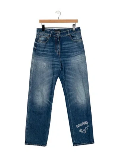 Pre-owned Chanel 2024 Straight Leg Jeans In Blue
