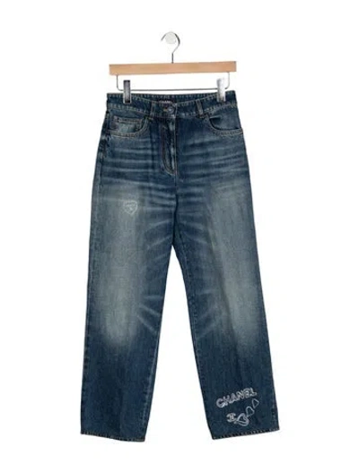 Pre-owned Chanel 2024 Straight Leg Jeans In Blue