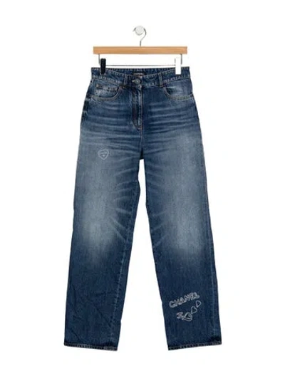 Pre-owned Chanel 2024 Straight Leg Jeans In Blue