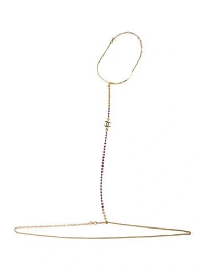 Pre-owned Chanel 2024 Strass Cc Choker Harness, 35" In Multi