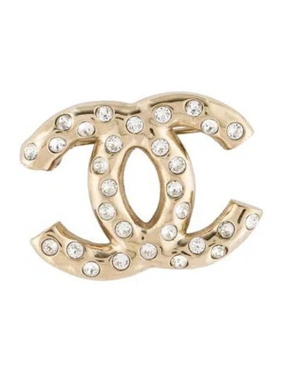 Pre-owned Chanel 2024 Strass Cc Logo Pin Brooch In Multi