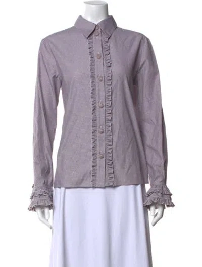 Pre-owned Chanel 2024 Striped Blouse W/ Tags In Purple