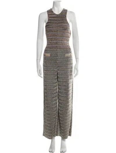 Pre-owned Chanel 2024 Striped Jumpsuit In Black/metallic