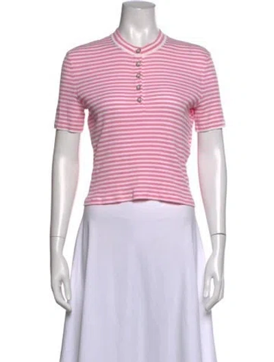 Pre-owned Chanel 2024 Striped Polo In Pink